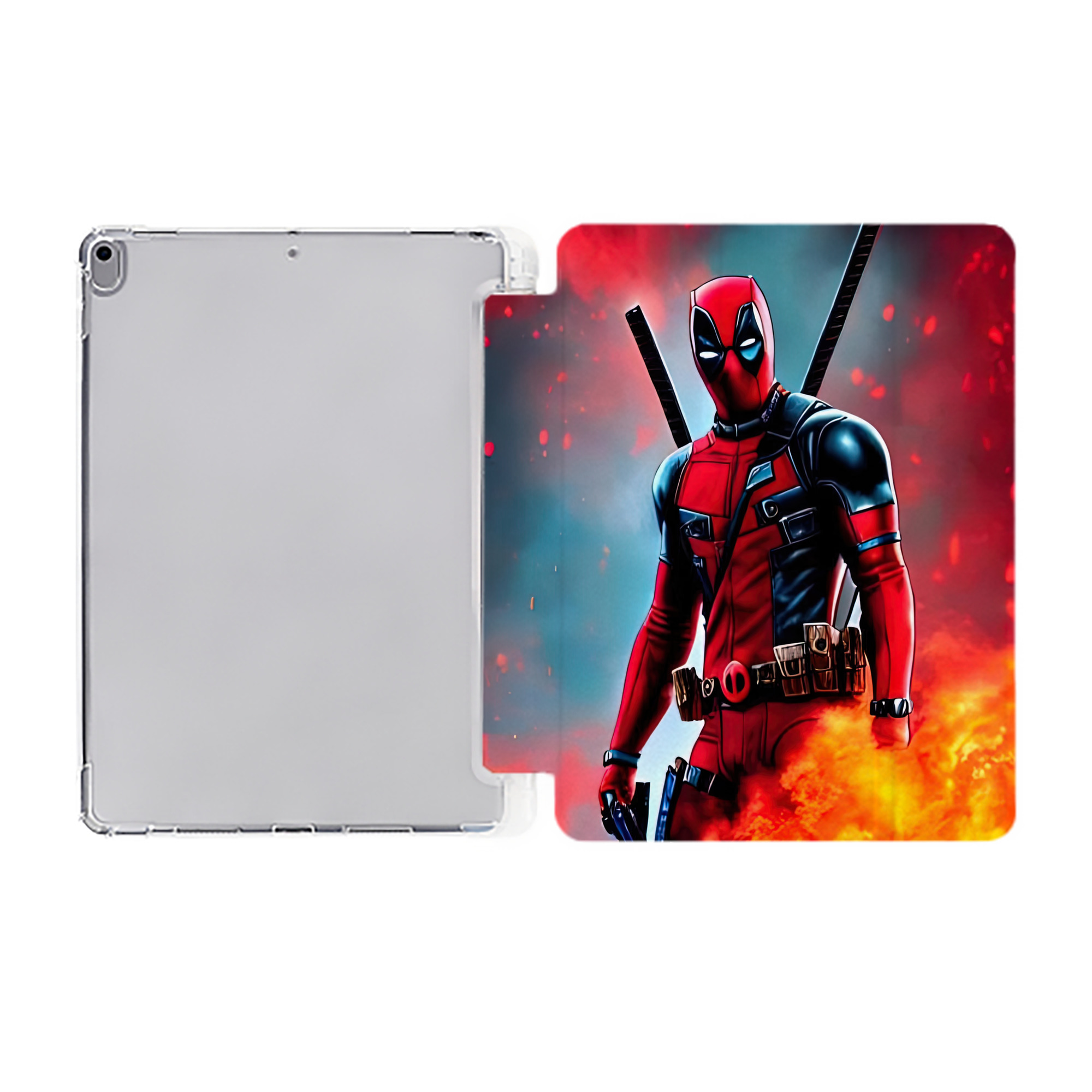 （画像用） Deadpool デッドプール IPad ケース ペン収納付き 三つ折りスタンド PUレザー×シリコン 対応機種9.5/10.5/10.9インチ
